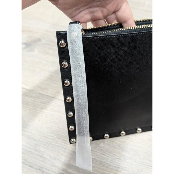 NEW White House Black Market Clutch Purse Handbag Black w Floral pattern Top Zip - Picture 14 of 16